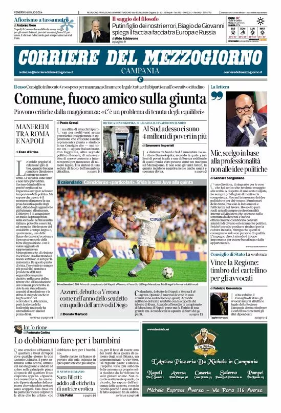 Prima-pagina-corriere del mezzogiorno-del-2024-07-05